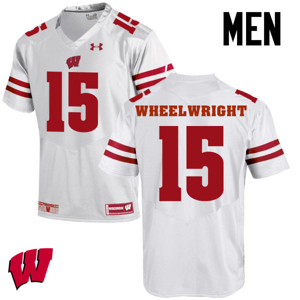 Men Wisconsin Badgers #15 Robert Wheelwright College Football Jerseys-White - Click Image to Close